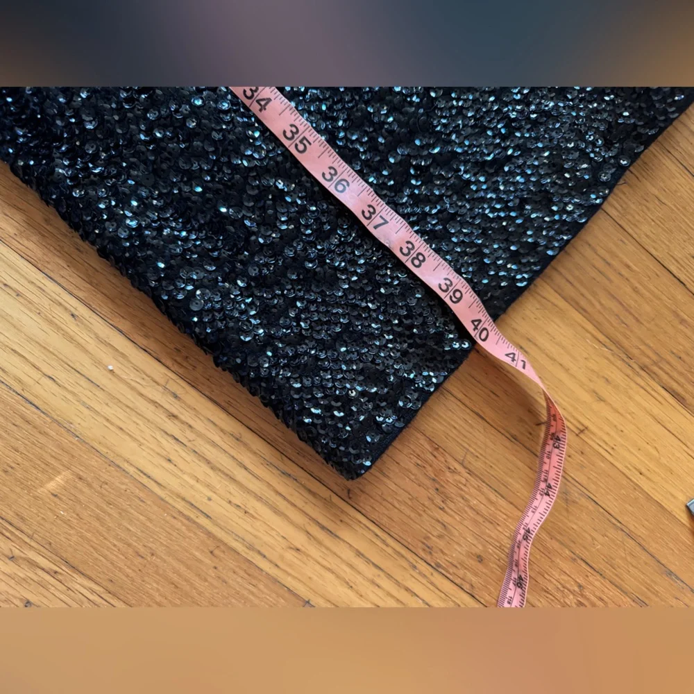 60s Vintage Black Sequin Knit Blouse and Skirt Set Medium - Picture 7 of 14